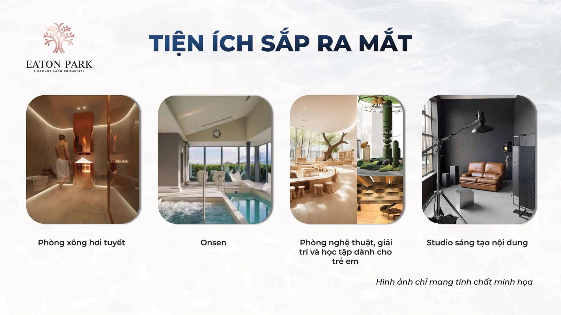Hình minh họa phòng xông hơi tuyết, onsen và studio sáng tạo tại Eaton Park