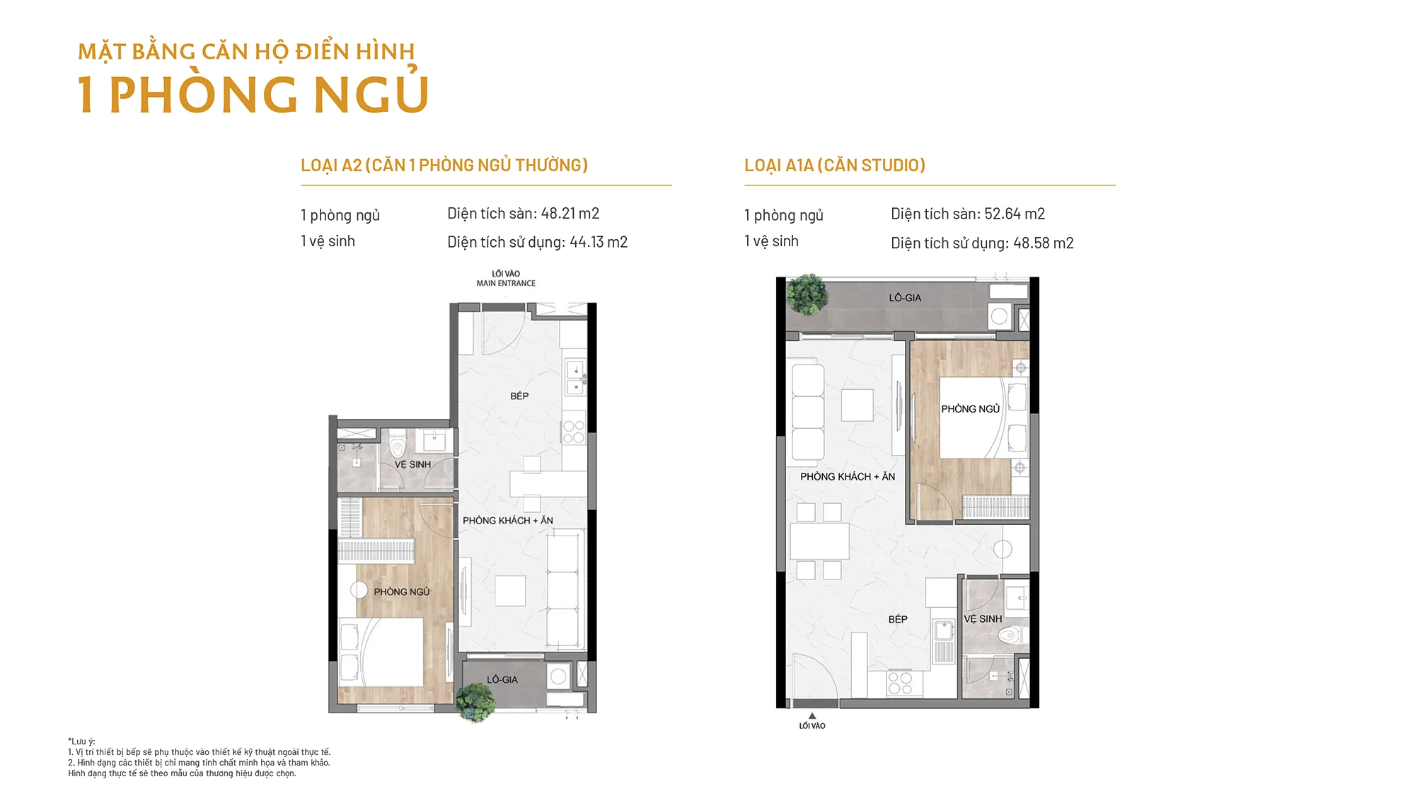 Mặt bằng thiết kế căn hộ 1 phòng ngủ dự án Elysian Gamuda Land