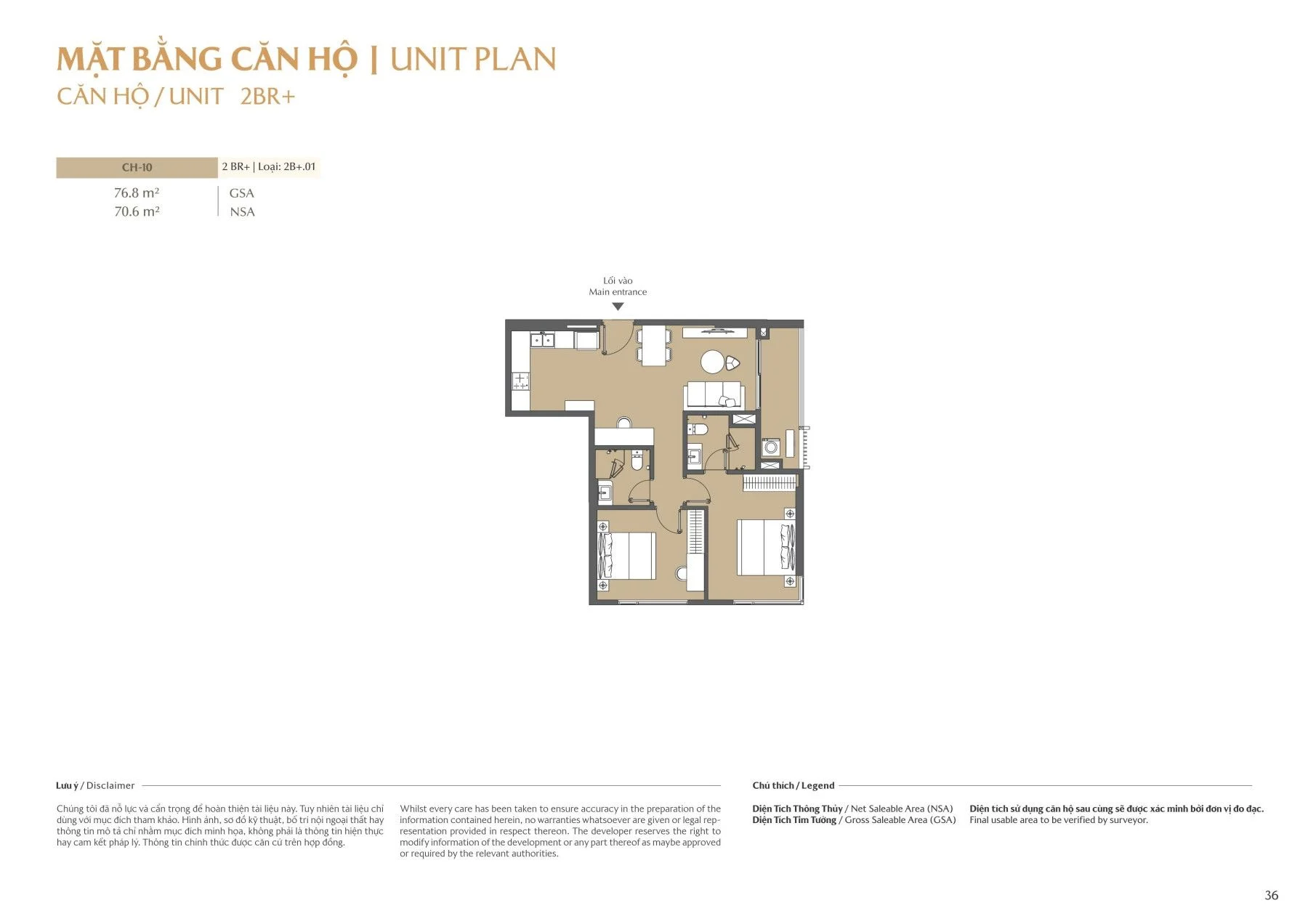 Bản vẽ layout mặt bằng căn hộ 2 phòng ngủ cộng 2BR+ tháp B2 Masteri Park Place