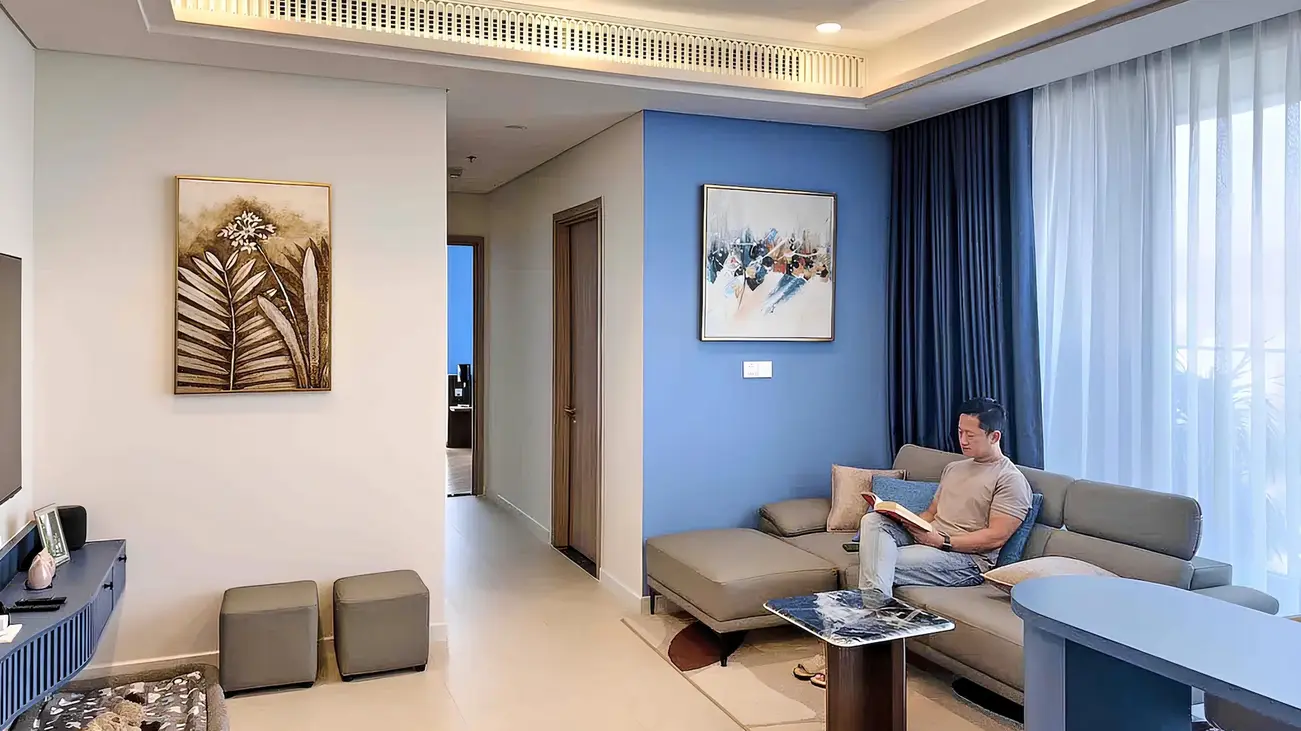 Căn hộ hiện đại với tầm nhìn sông Hàn, được cư dân hài lòng trải nghiệm và gấp rút hoàn thiện nội thất để cho thuê.