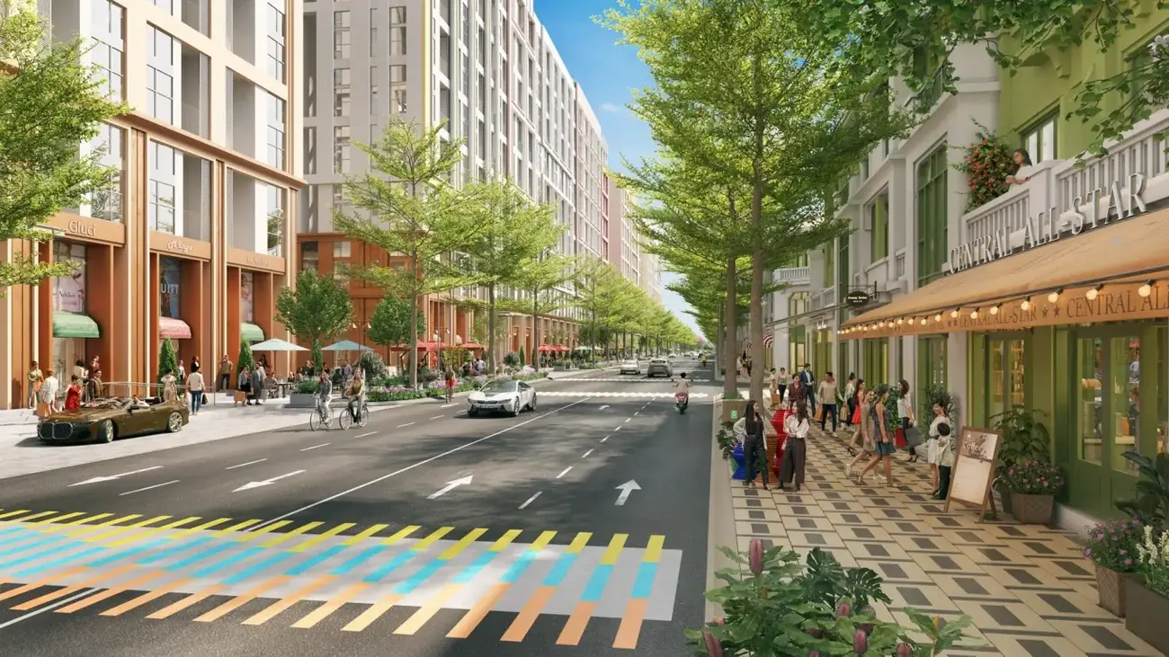 Dãy phố thương mại hiện đại tại Flora Avenue, Sun Urban City. Ảnh: Sun Property