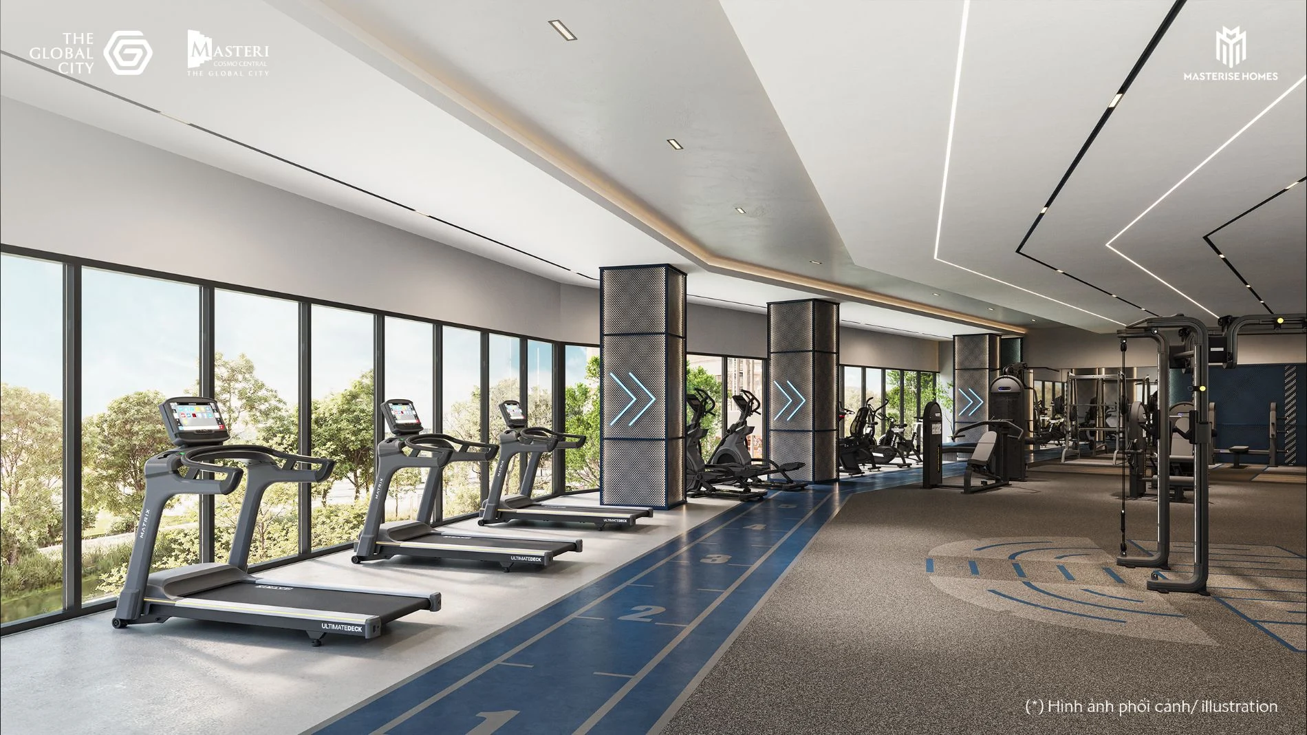 Phòng tập gym trang bị máy móc tối tân tại Masteri Cosmo Central