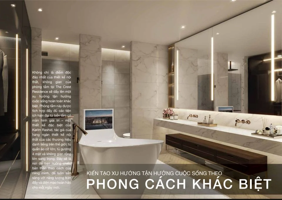 Phòng tắm The Crest Residence trang bị thiết bị vệ sinh Duravit và Kohler