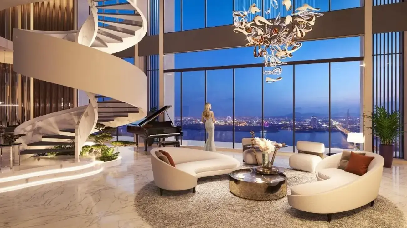 Không gian sang trọng và tinh tế tại Sun Cosmo Residence Da Nang, tạo nên “khoảng trời riêng” đầy đẳng cấp.