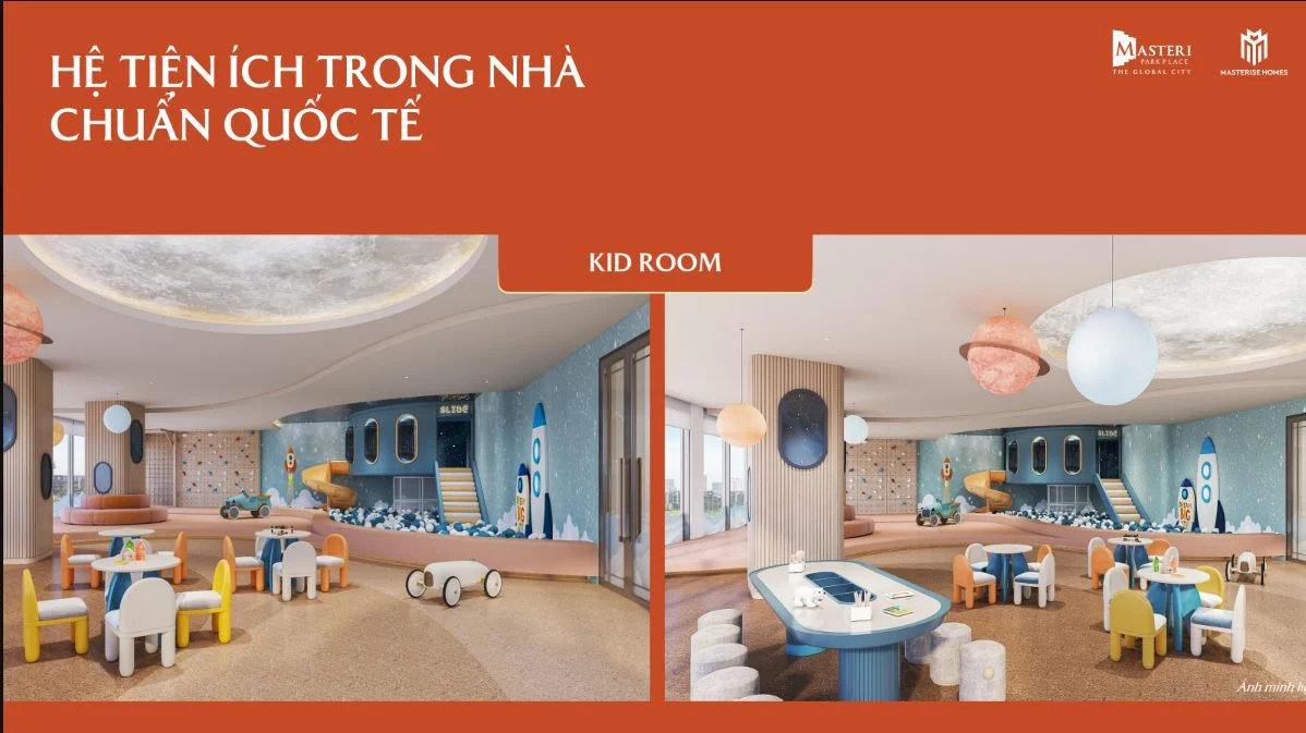 Phòng vui chơi trẻ em trong nhà với thiết kế chủ đề vũ trụ tại Masteri Park Place