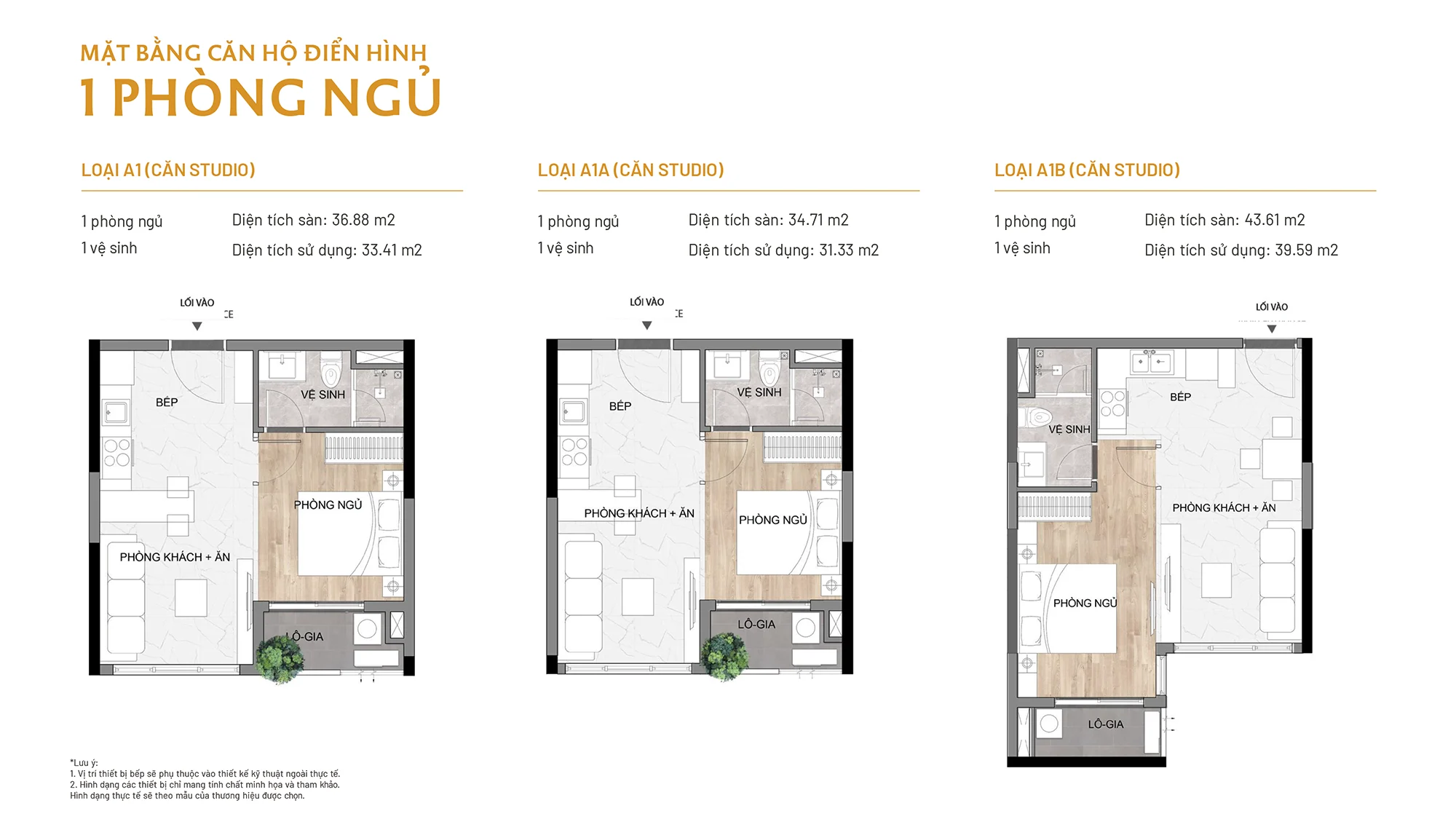 Mặt bằng thiết kế căn hộ Studio dự án Elysian Gamuda Land