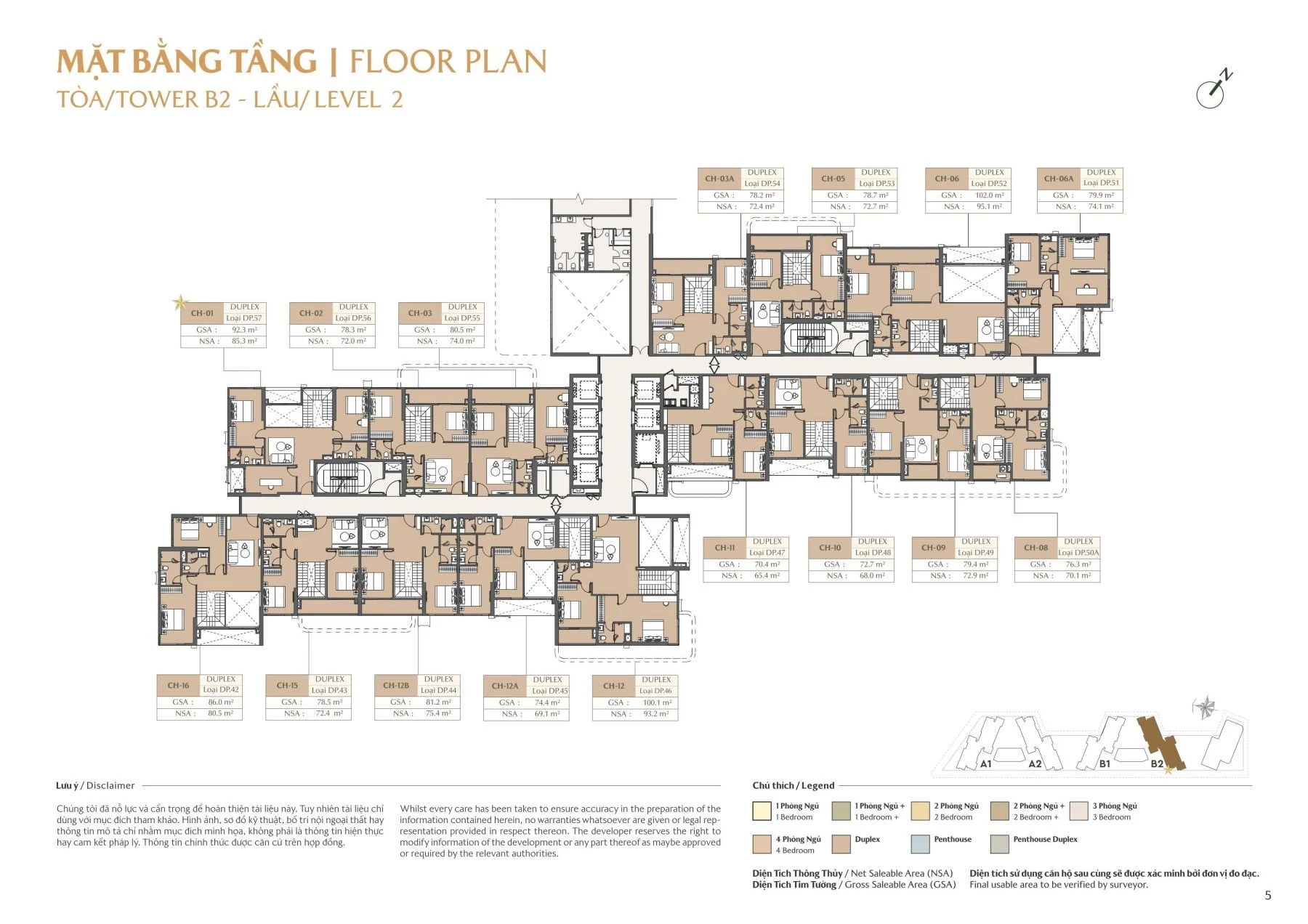 Sơ đồ mặt bằng lầu 2 tháp B2 Masteri Park Place thể hiện sự tiếp nối của các căn Duplex cao cấp