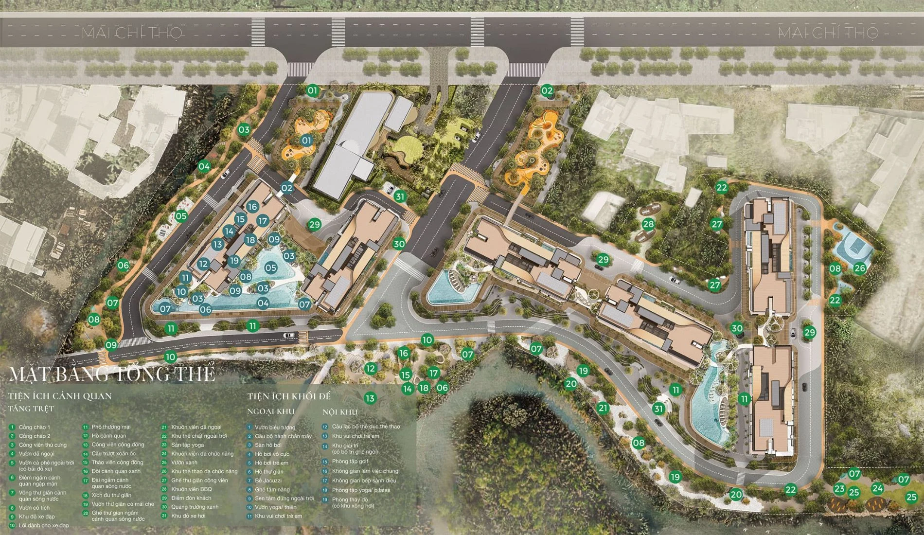 Sơ đồ mặt bằng tổng thể tiện ích cảnh quan dự án Eaton Park Gamuda Land