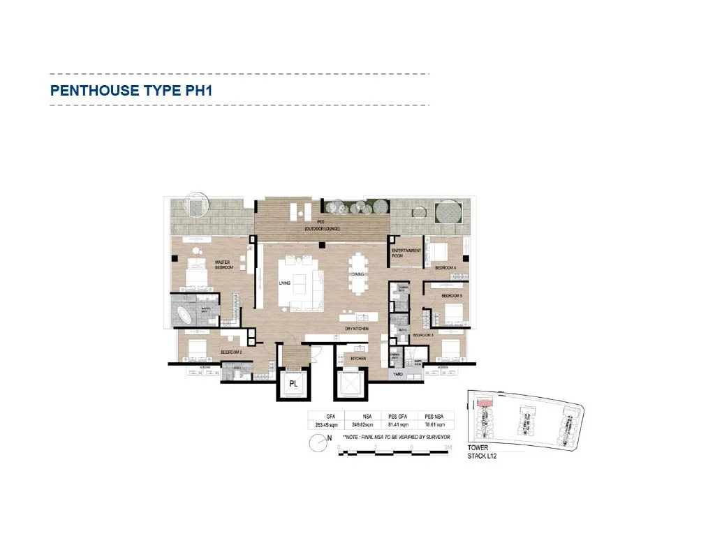 Bản vẽ mặt bằng siêu căn hộ Penthouse Type PH1 dự án The Galleria Residence