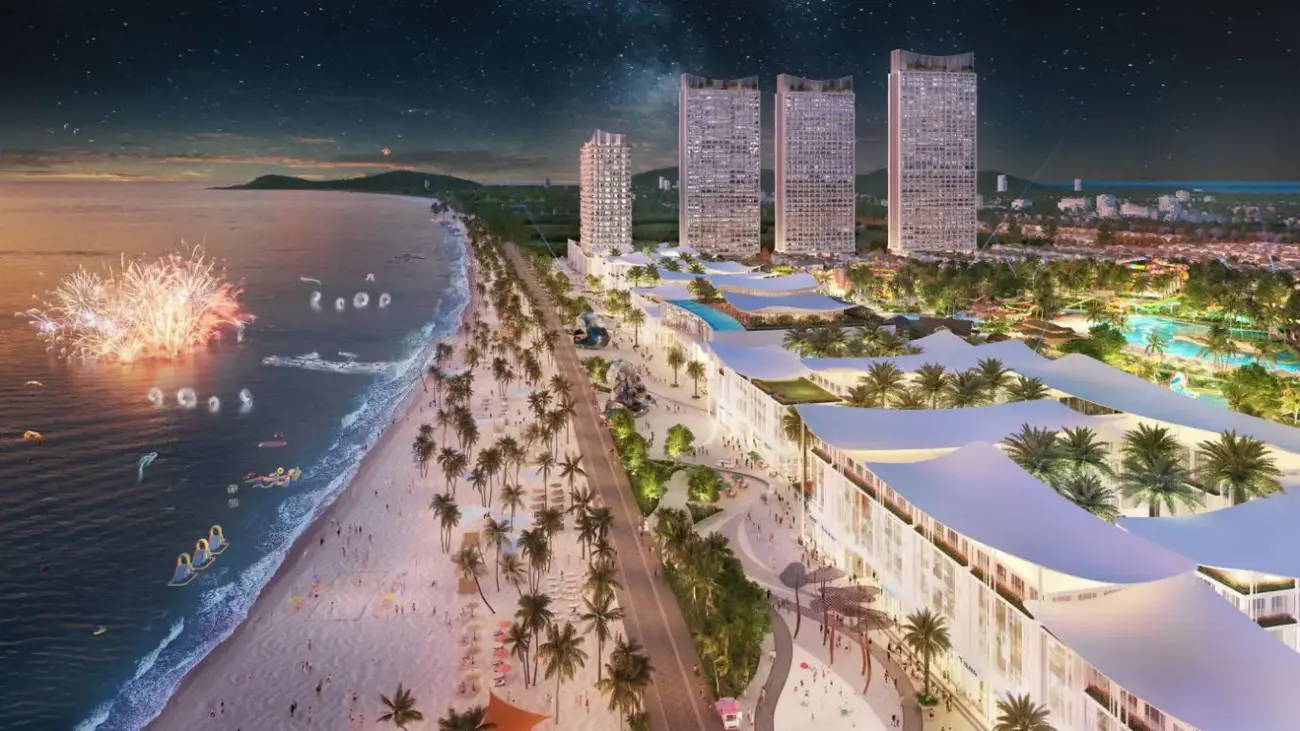 Phối cảnh Blanca City với hệ thống tiện ích cao cấp và bãi biển riêng, góp phần phát triển du lịch Vũng Tàu. Ảnh: Sun Group.