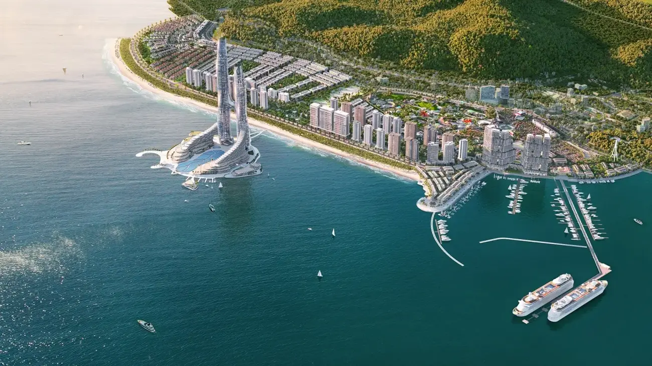 Phối cảnh đại đô thị Sun Elite City Bãi Cháy với kiến trúc hiện đại và vị trí đắc địa ven biển. Ảnh: Sun Property