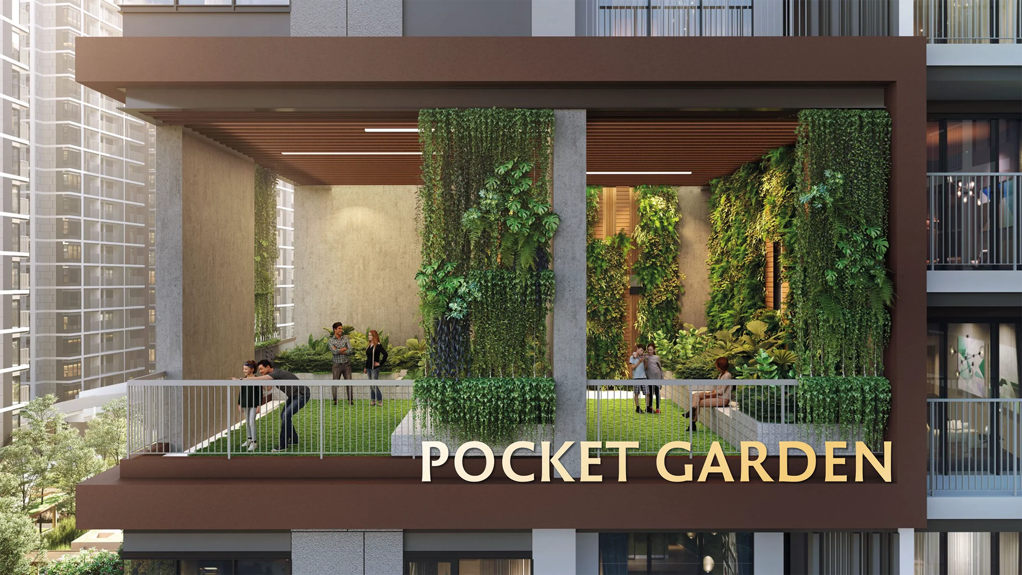 Cư dân thư giãn tại không gian Pocket Garden ngập tràn cây xanh của dự án Elysian
