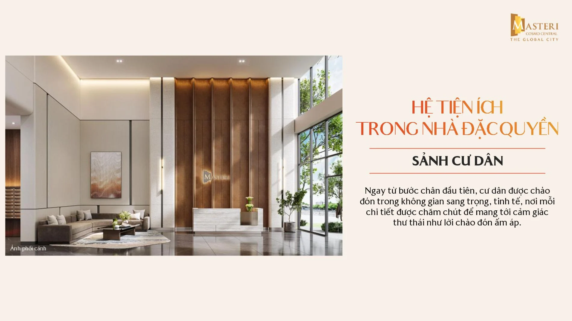 Sảnh cư dân sang trọng chào đón chủ nhân trở về
