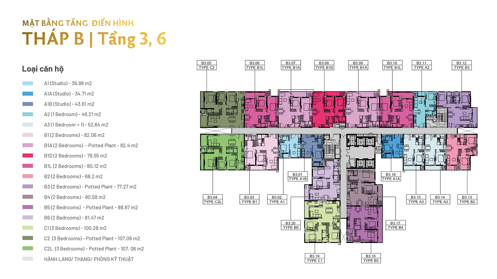 Mặt bằng tầng điển hình tháp B dự án Elysian Gamuda Land