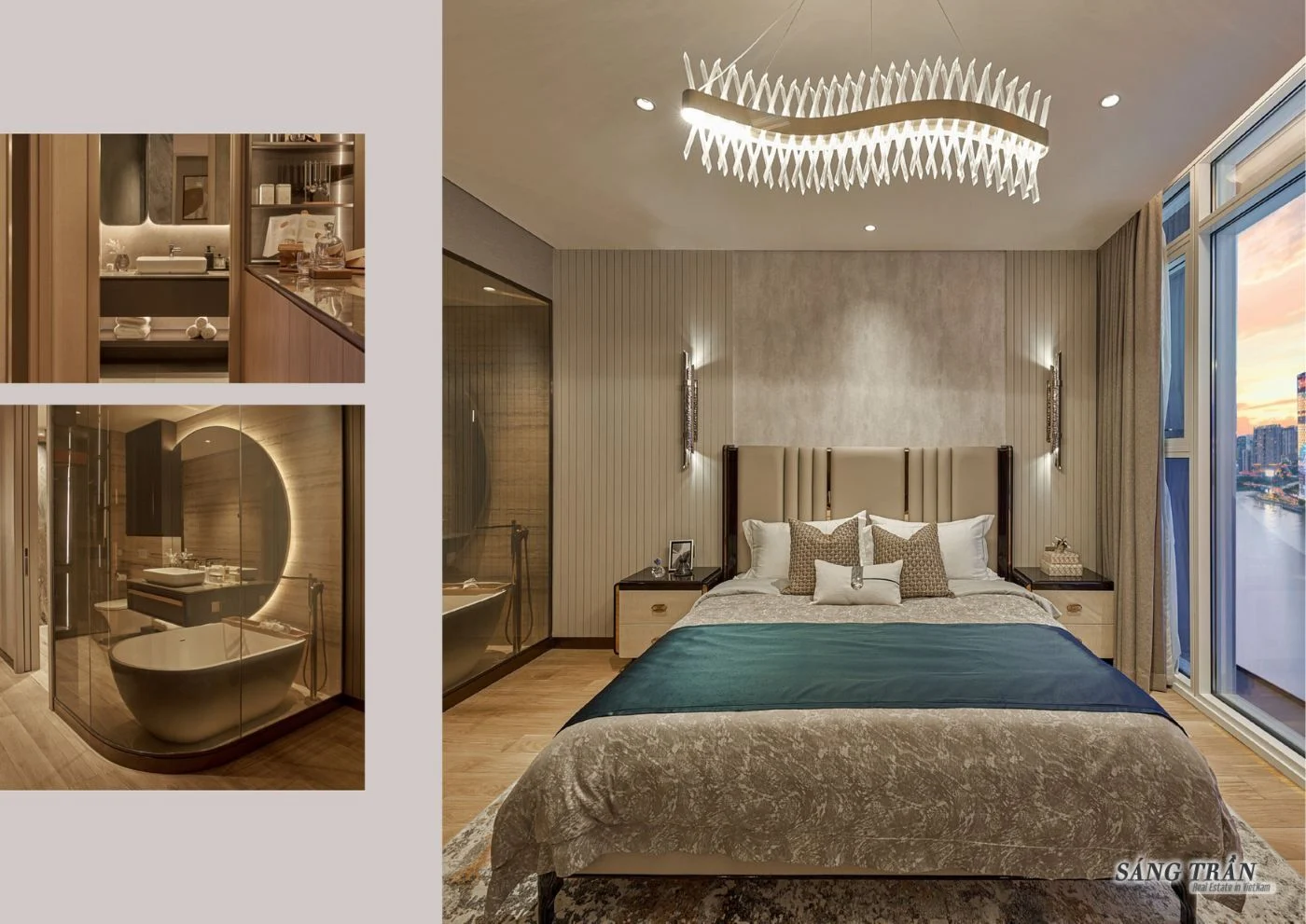 Tổng hợp chi tiết vật liệu nội thất phòng ngủ và phòng tắm tại The Metropole Thủ Thiêm.