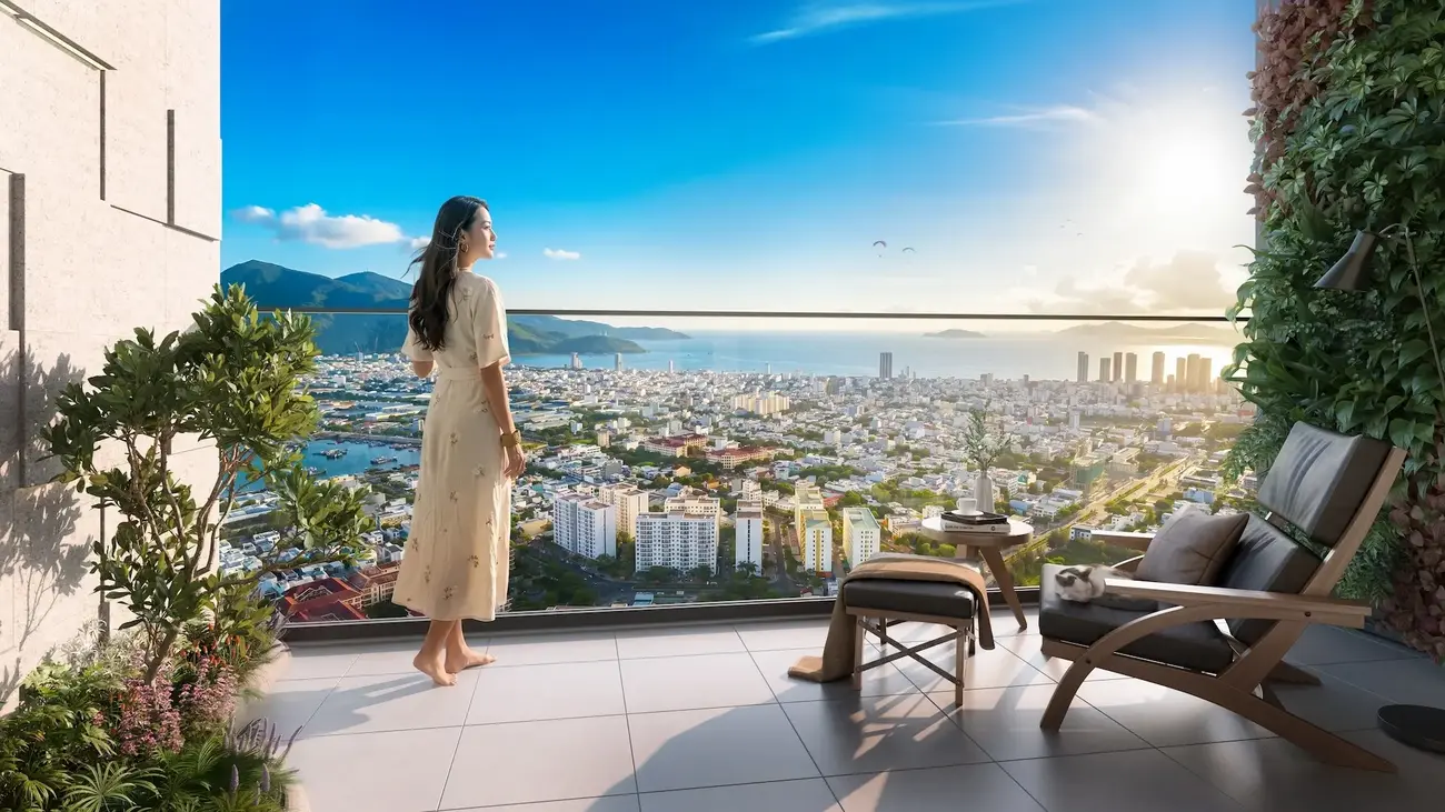 Tận hưởng tầm nhìn từ tòa Symphony 5: Sông Hàn, cầu Rồng, biển Mỹ Khê và trung tâm thành phố.