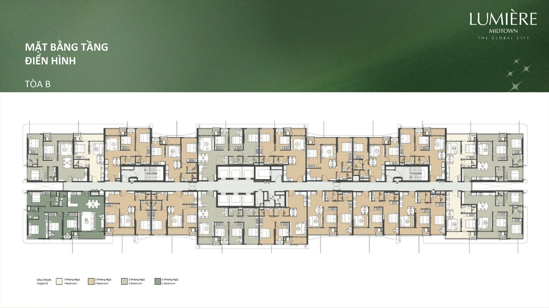 Sơ đồ mặt bằng tầng điển hình tháp B dự án Lumiere Midtown