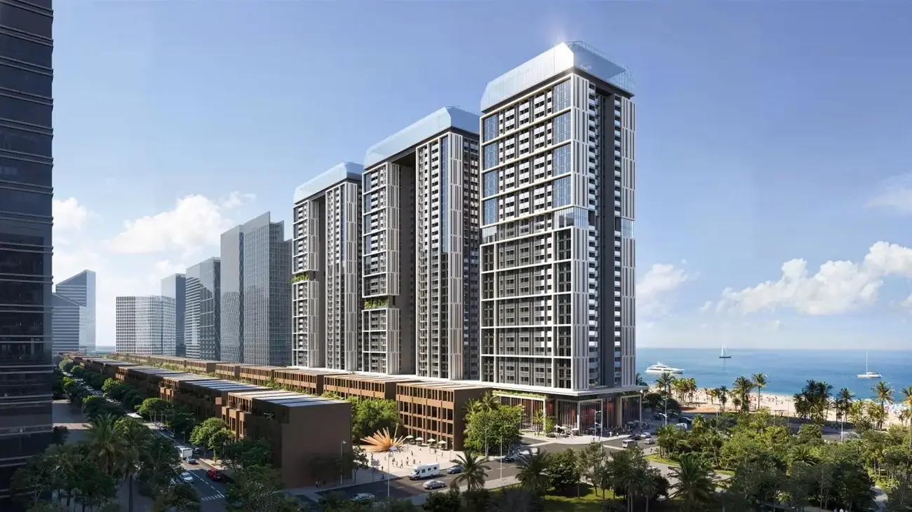 Tháp căn hộ Sun Centro Town – biểu tượng kiến trúc hiện đại lấy cảm hứng từ đảo nổi vịnh Hạ Long. Ảnh: Sun Property