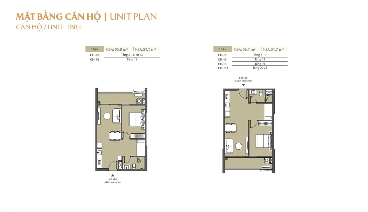 Chi tiết bản vẽ layout căn hộ 1 phòng ngủ cộng 1BR+ tại tòa B1 dự án Masteri Cosmo Central