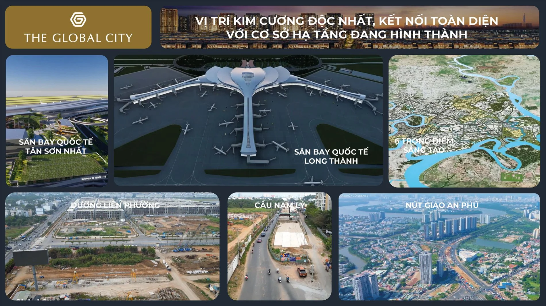 Vị trí kết nối toàn diện của The Global City đến sân bay Long Thành và các trọng điểm sáng tạo