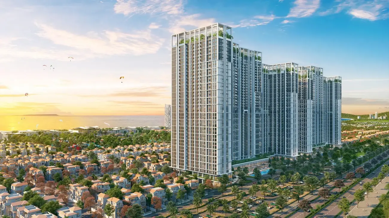Tòa nhà Beacon Tower tại đại đô thị Blanca City với tầm nhìn hướng biển. Ảnh phối cảnh: Sun Property