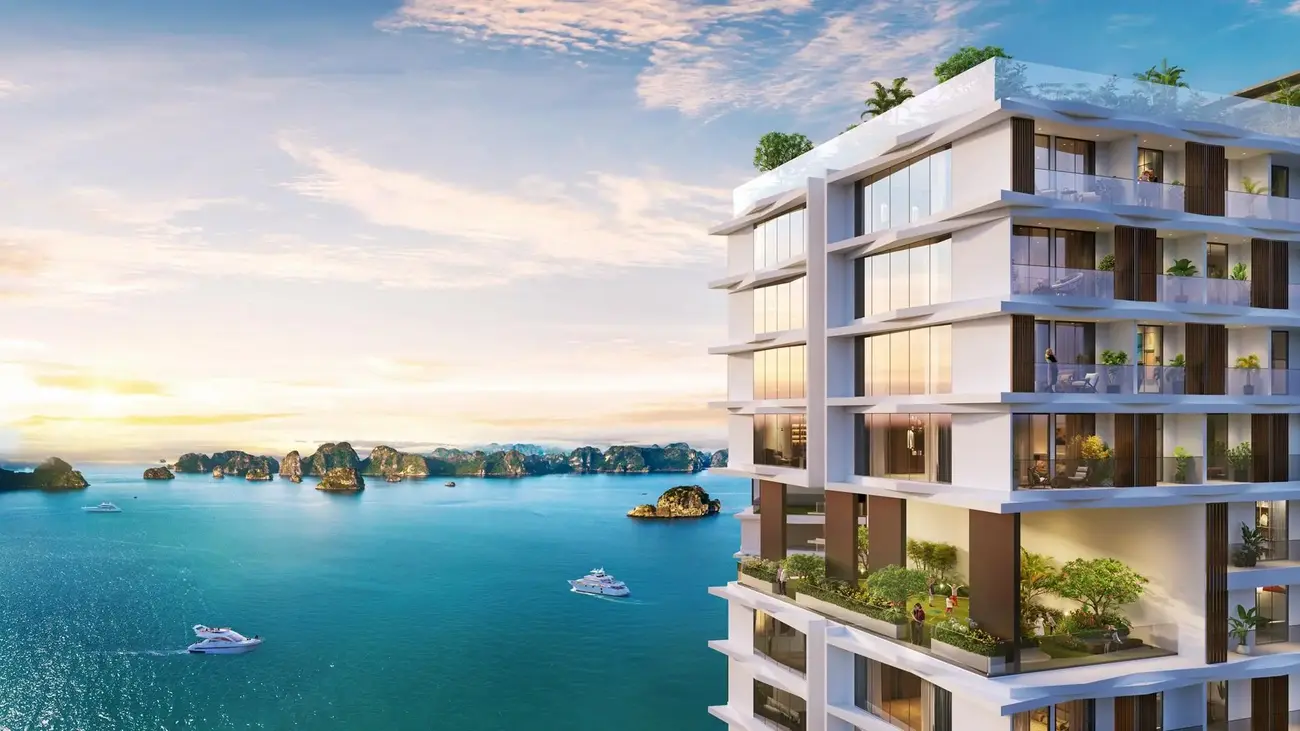 Tòa tháp Thanh Long mang đến tầm nhìn “triệu USD” hướng biển tại dự án Xanh Island, Cát Bà. Ảnh: Sun Group.