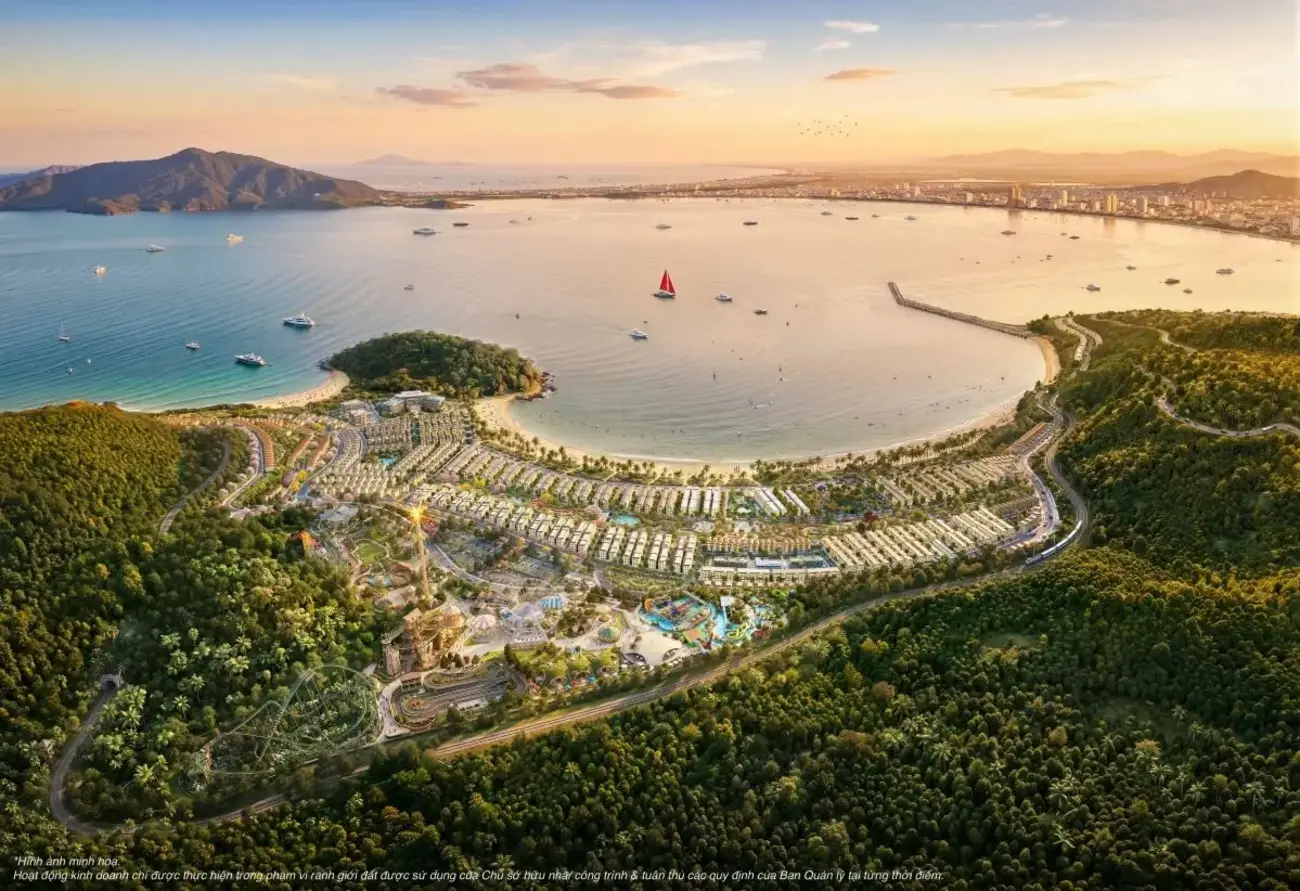 Toàn cảnh khu Đảo Ngọc tại Vinhomes Hải Vân Bay với vị thế “vịnh trong vịnh” độc đáo. Ảnh: Vinhomes