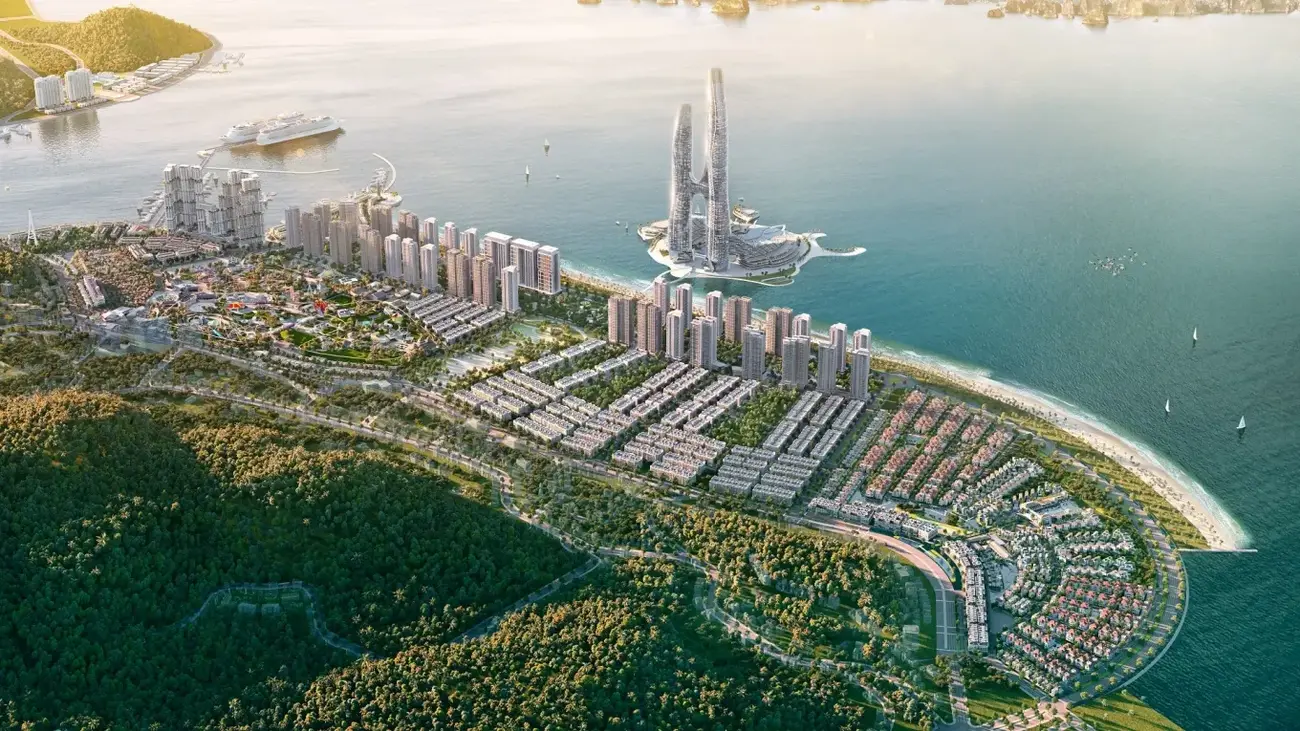 Toàn cảnh quần thể đô thị Sun Elite City bên vịnh Hạ Long. Ảnh: Sun Property