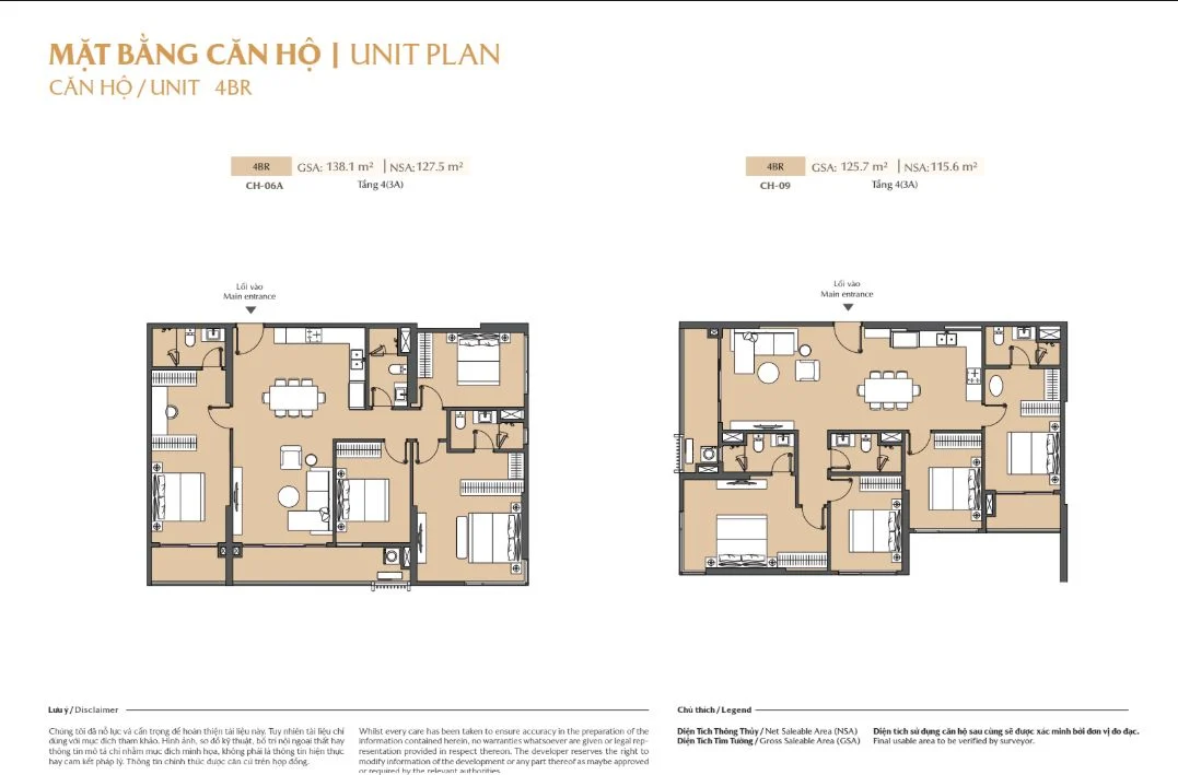 Thiết kế mặt bằng căn hộ 4 phòng ngủ 4BR căn góc siêu VIP tại tòa A Masteri Cosmo Central