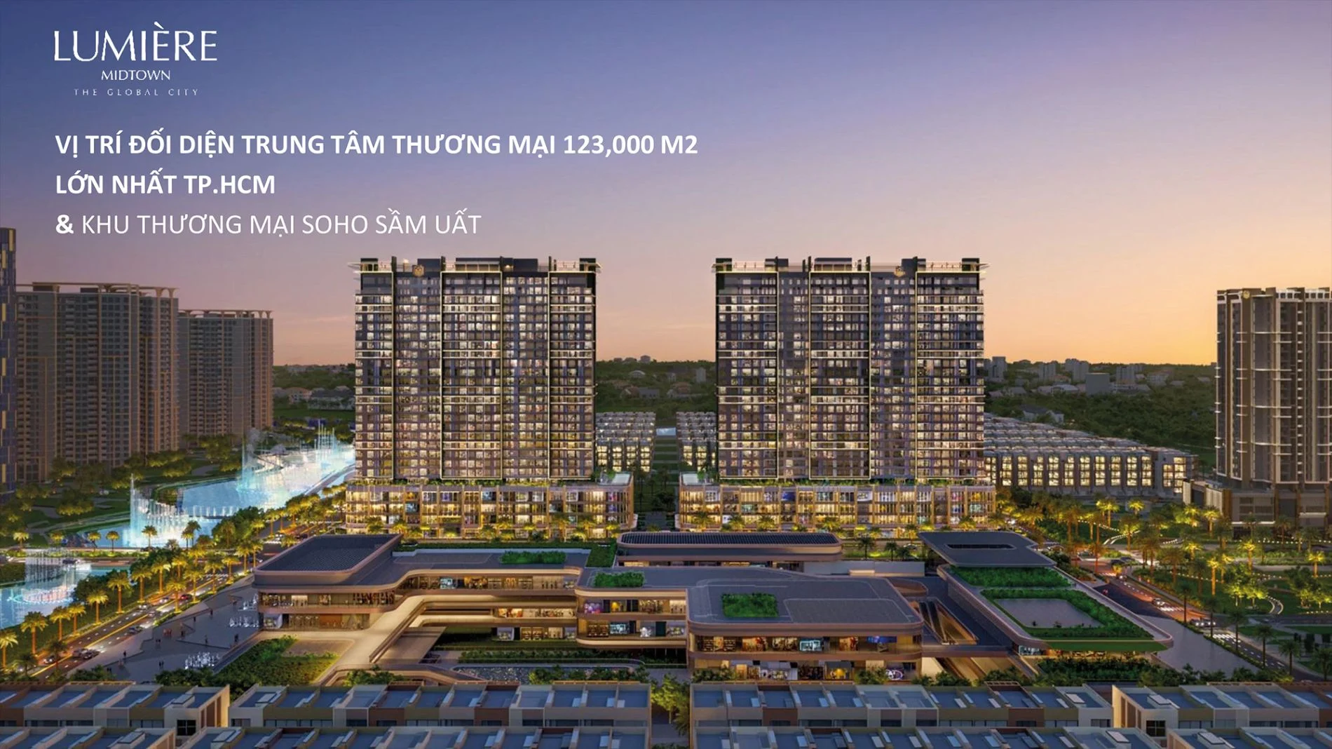 Hai tòa tháp Lumiere Midtown nằm trực diện trung tâm thương mại quy mô 123.000m2