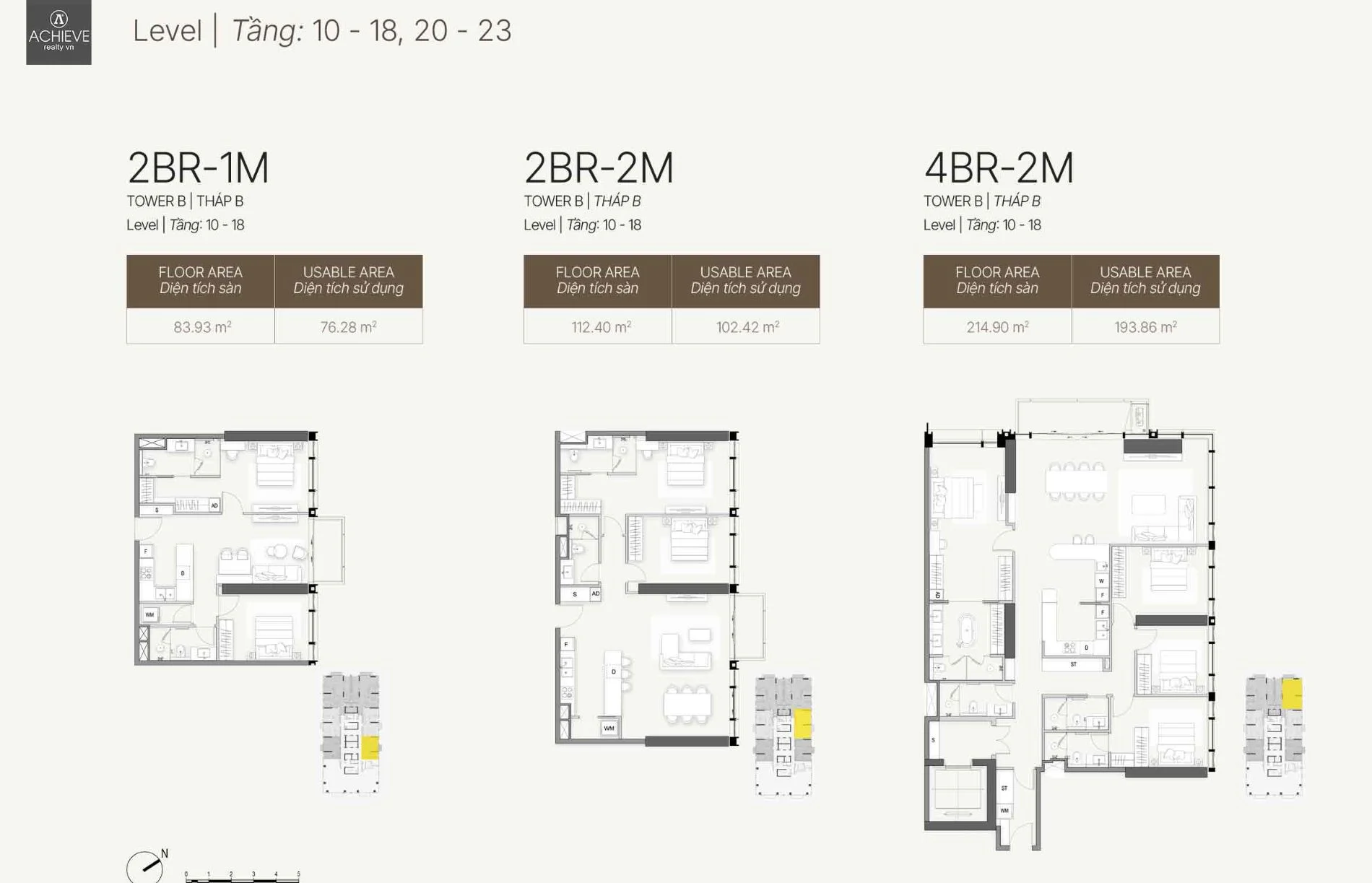 Bản vẽ chi tiết layout căn hộ 2 phòng ngủ và 4 phòng ngủ mã M The Opusk Residence