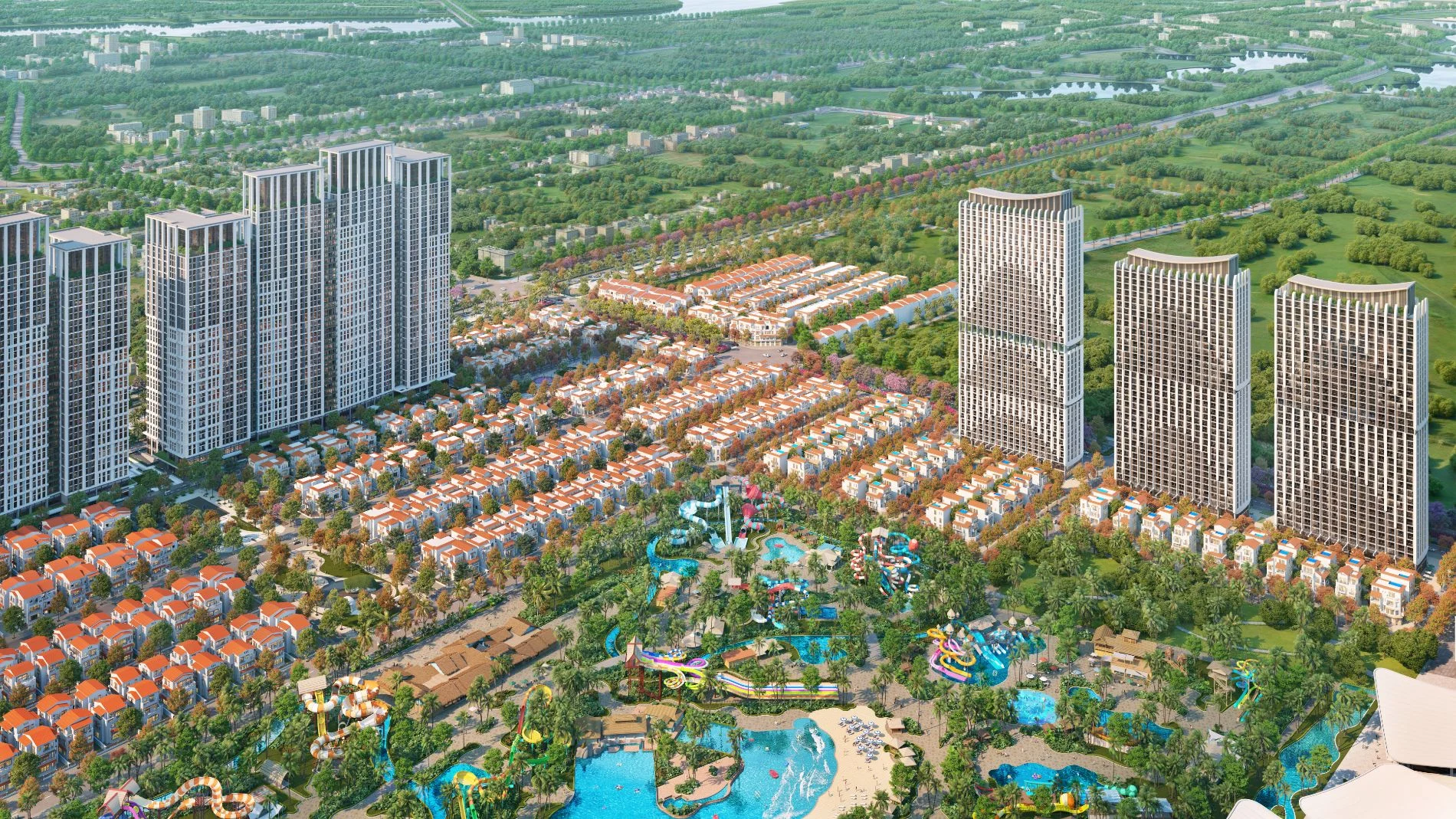 Quy hoạch tổng thể Công viên nước Sun World 15ha kế cận phân khu Biệt thự Song lập Casa Villa.