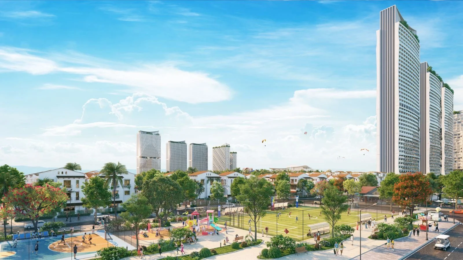 Sân bóng đá và bóng rổ ngoài trời tại khu đô thị Blanca City Vũng Tàu.