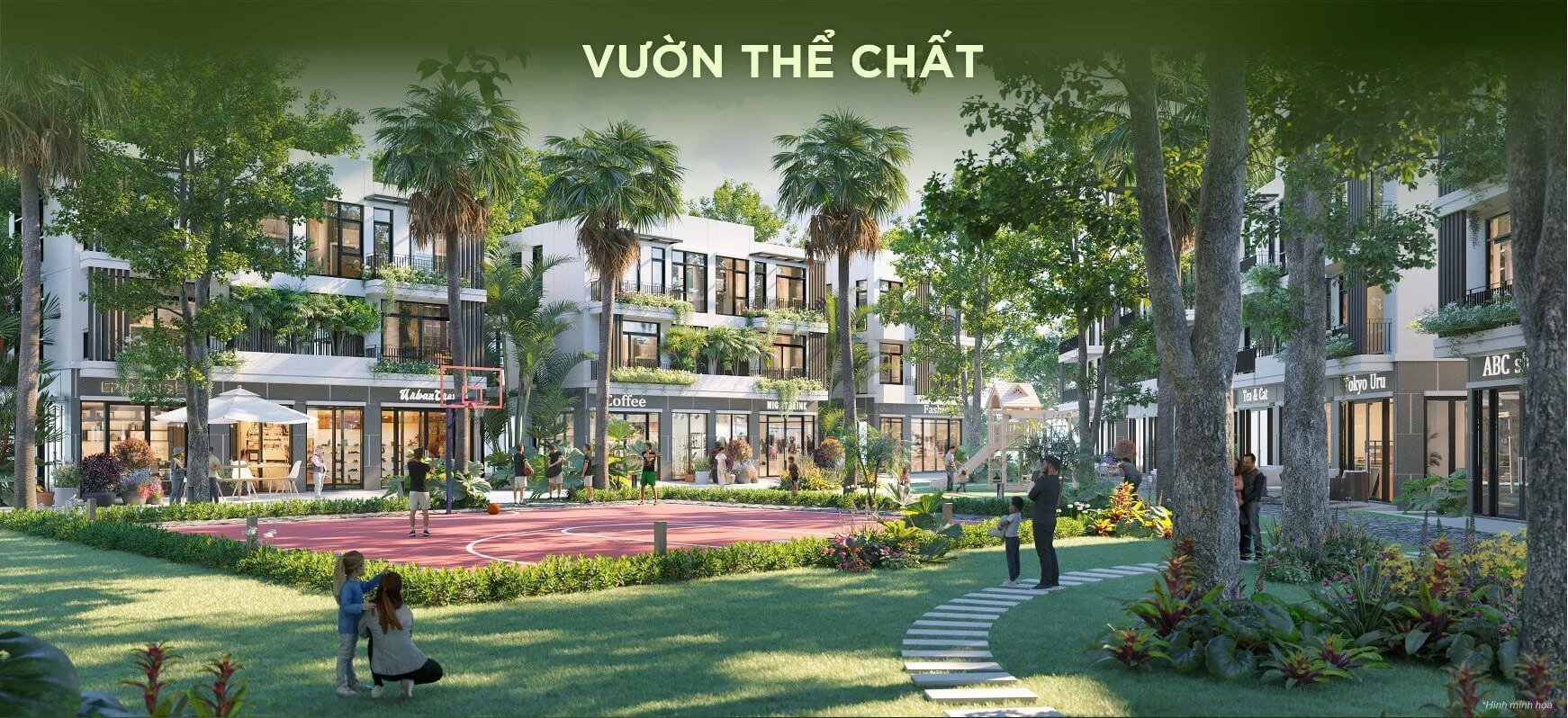 Thanh thiếu niên đang chơi bóng rổ tại sân tập ngoài trời nội khu
