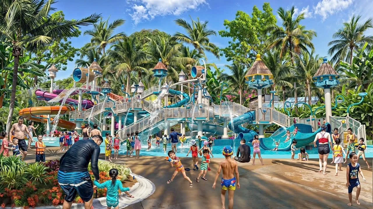 Toàn cảnh khu vui chơi nước liên hoàn tại công viên Sun World