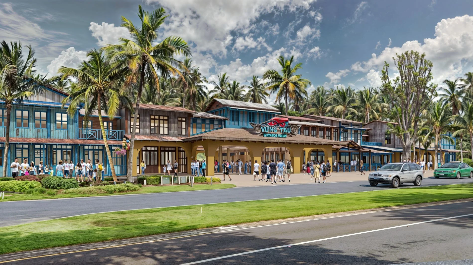 Dãy nhà phố thương mại Watkmoe Valley với kiến trúc gỗ mộc mạc tại Blanca City.